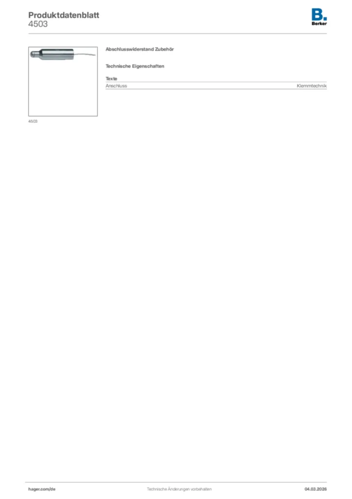 Bild Berker Produktdatenblatt 4503 | Hager Deutschland