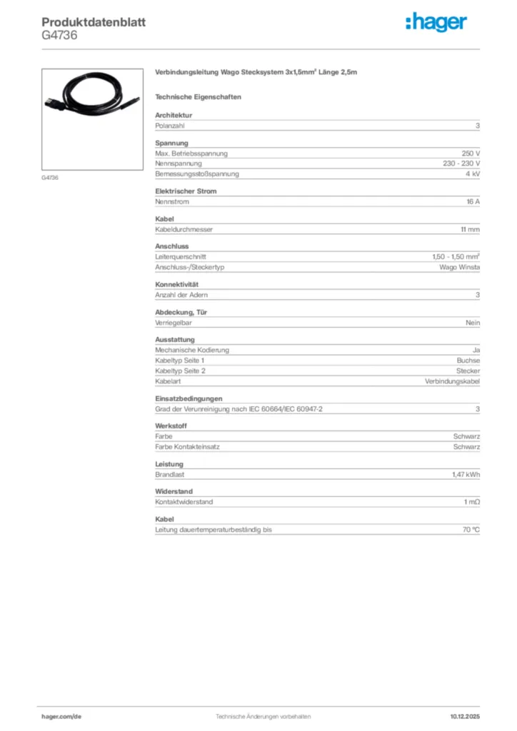 Bild Hager Produktdatenblatt G4736 | Hager Deutschland