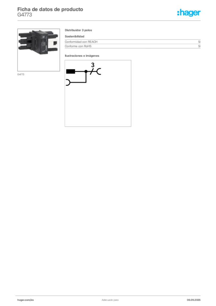 Imagen Hager Ficha de datos de producto G4773 | Hager España