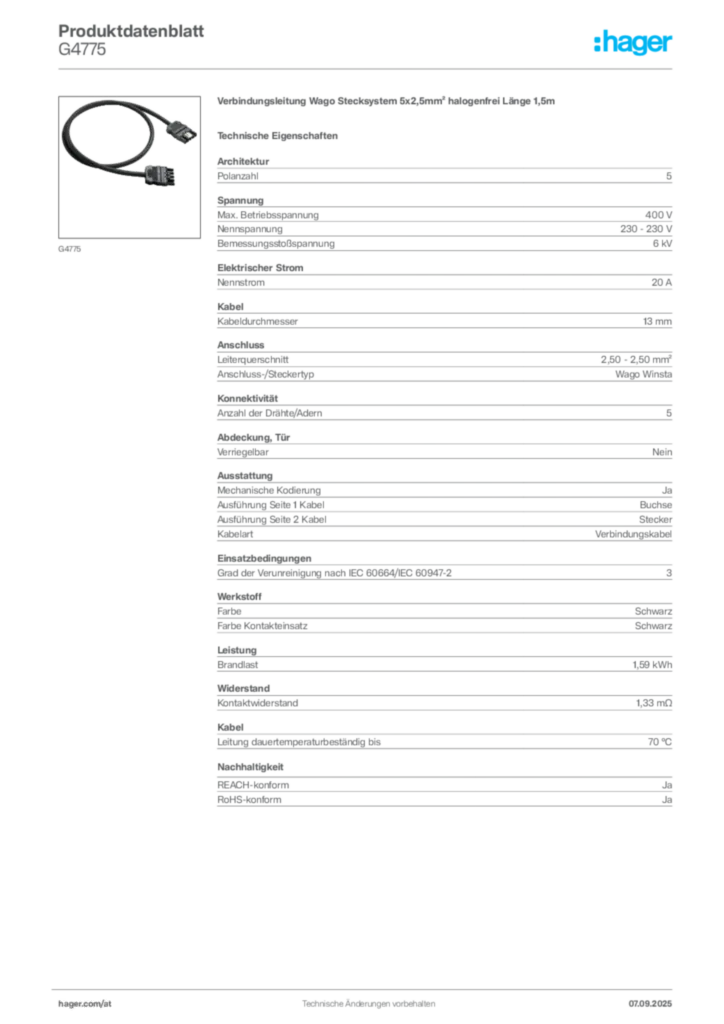 Bild Hager Produktdatenblatt G4775 | Hager Deutschland