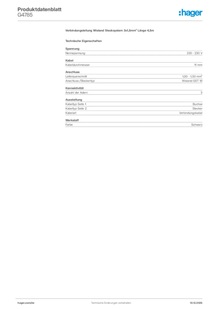 Bild Hager Produktdatenblatt G4785 | Hager Deutschland