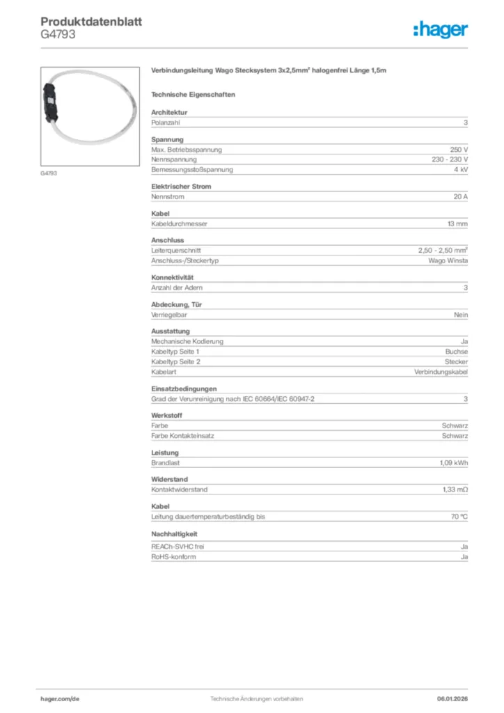 Bild Hager Produktdatenblatt G4793 | Hager Deutschland