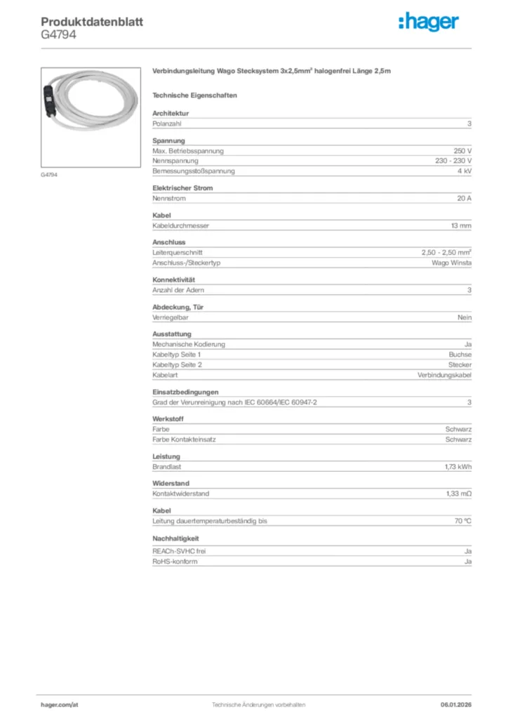 Bild Hager Produktdatenblatt G4794 | Hager Deutschland