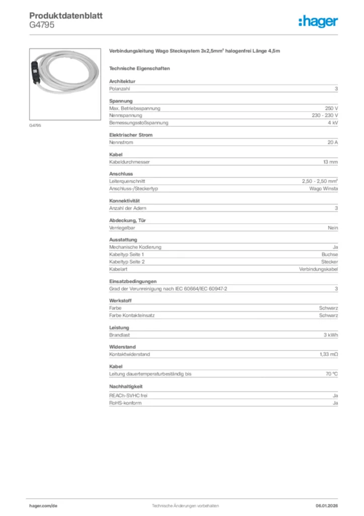 Bild Hager Produktdatenblatt G4795 | Hager Deutschland