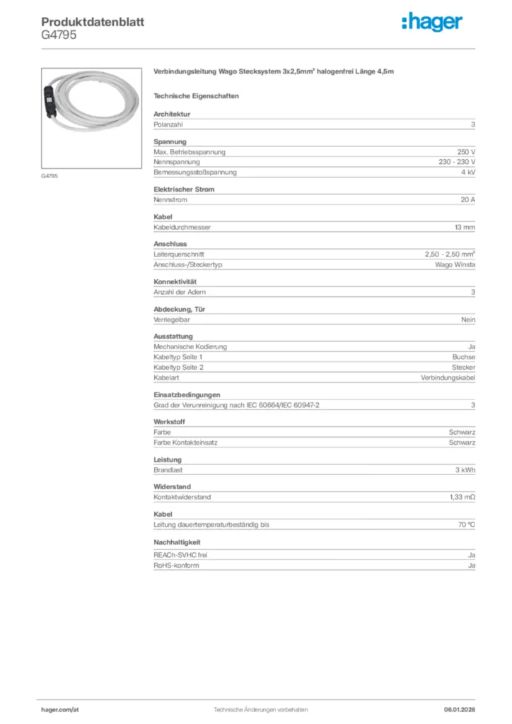 Bild Hager Produktdatenblatt G4795 | Hager Deutschland