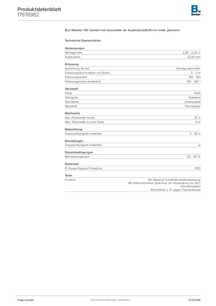 Bild Berker Produktdatenblatt 17878982 | Hager Deutschland