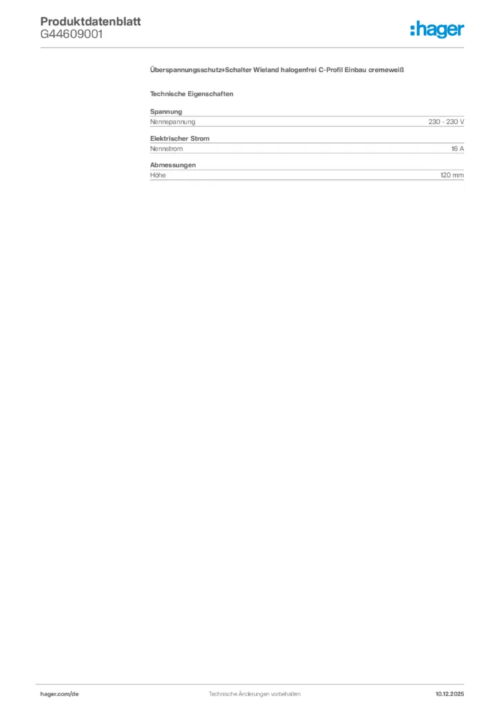 Bild Hager Produktdatenblatt G44609001 | Hager Deutschland