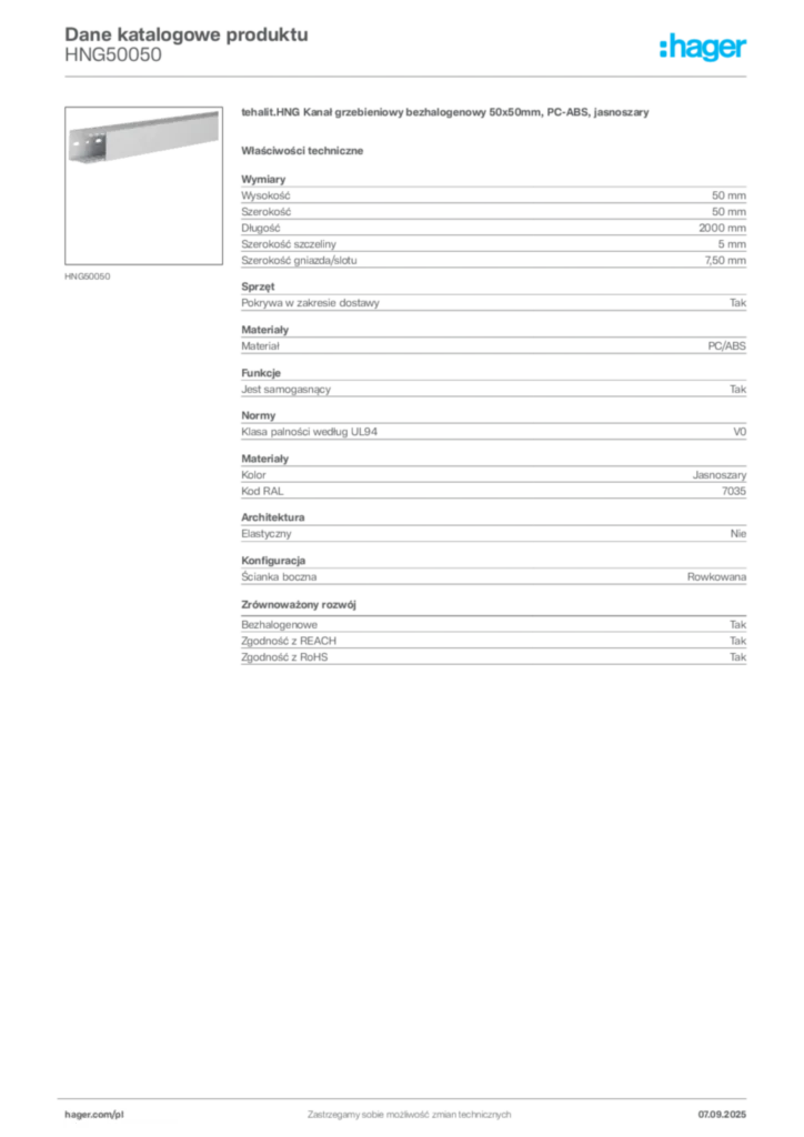 Zdjęcie Hager Dane katalogowe produktu HNG50050 | Hager Polska