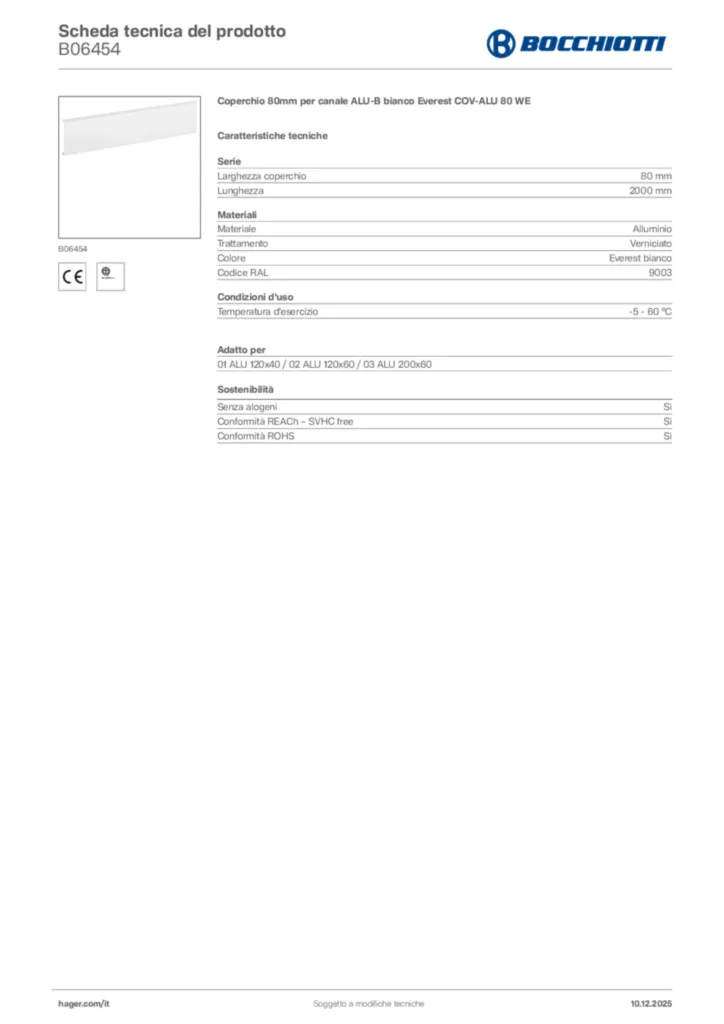 Immagine Bocchiotti Scheda tecnica del prodotto B06454 | Hager Italia