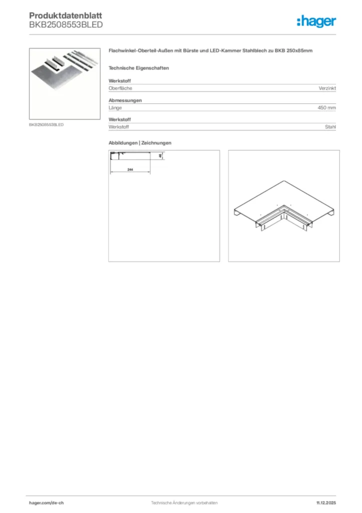 Bild Hager Produktdatenblatt BKB2508553BLED | Hager Schweiz