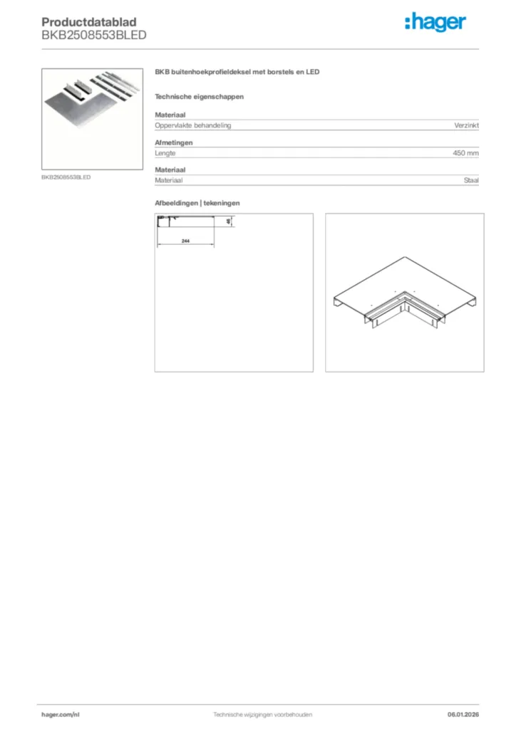 Afbeelding Hager Productdatablad BKB2508553BLED | Hager Nederland