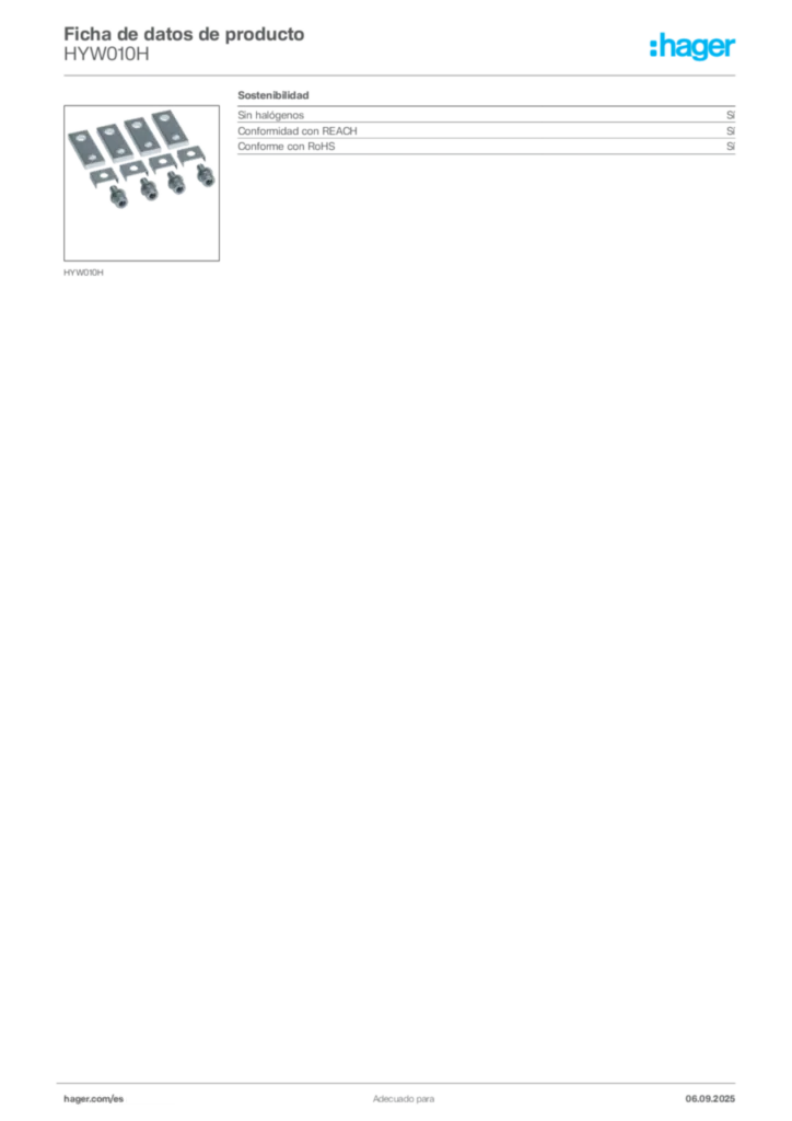 Imagen Hager Ficha de datos de producto HYW010H | Hager España