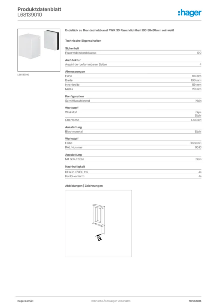 Bild Hager Produktdatenblatt L68139010 | Hager Deutschland
