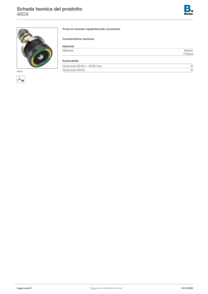 Immagine Berker Scheda tecnica del prodotto 4604 | Hager Italia