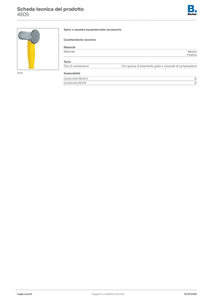 Immagine Berker Scheda tecnica del prodotto 4605 | Hager Italia