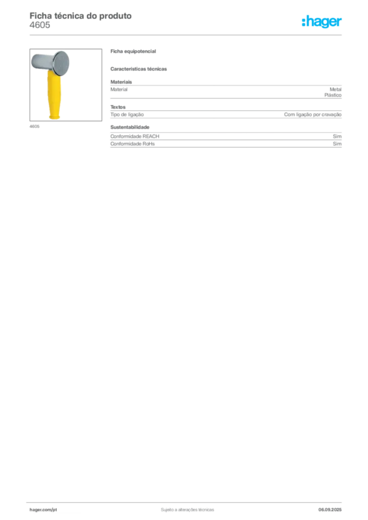 Imagem Hager Ficha técnica do produto 4605 | Hager Portugal