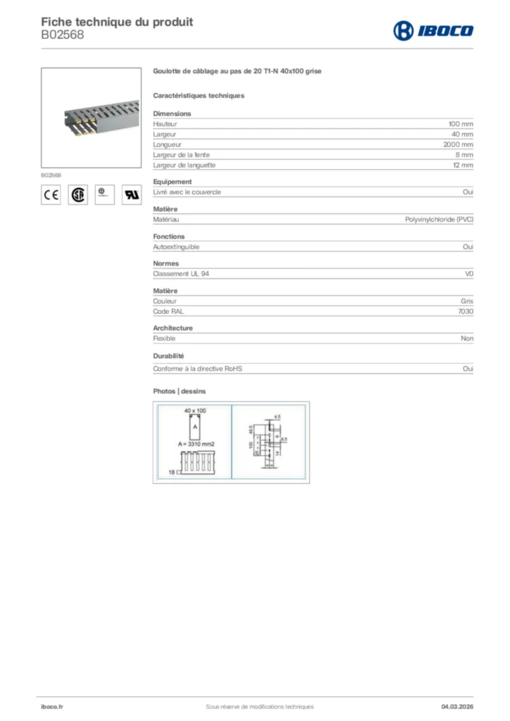 Image Iboco Fiche technique du produit B02568 | Hager France