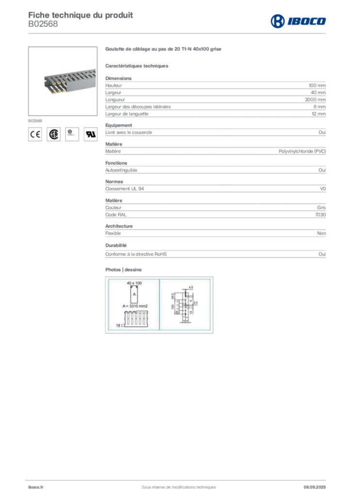 Image Iboco Fiche technique du produit B02568 | Hager France