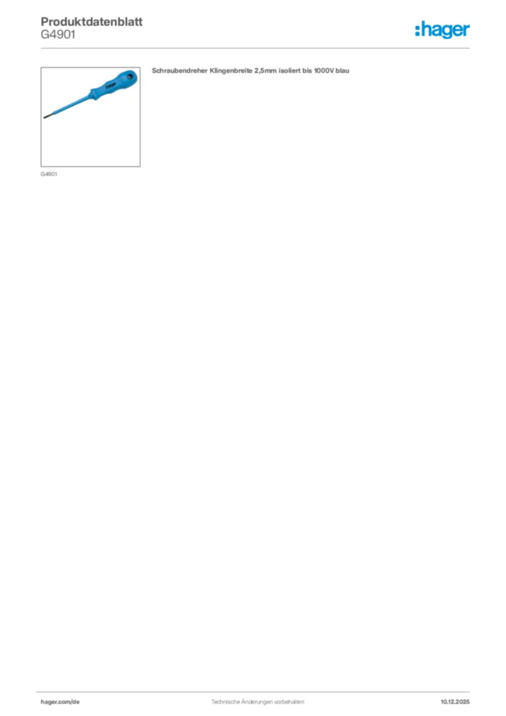 Bild Hager Produktdatenblatt G4901 | Hager Deutschland