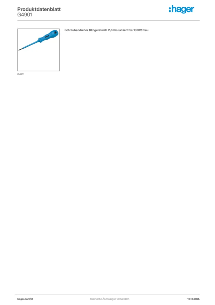 Bild Hager Produktdatenblatt G4901 | Hager Deutschland