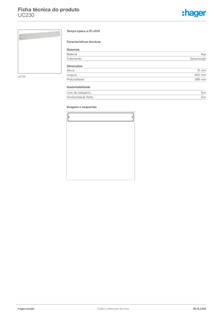 Imagem Hager Ficha técnica do produto UC230 | Hager Portugal