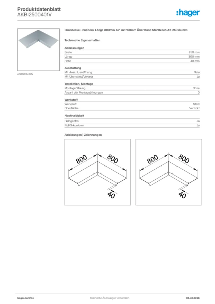 Bild Hager Produktdatenblatt AKBI2500401V | Hager Deutschland
