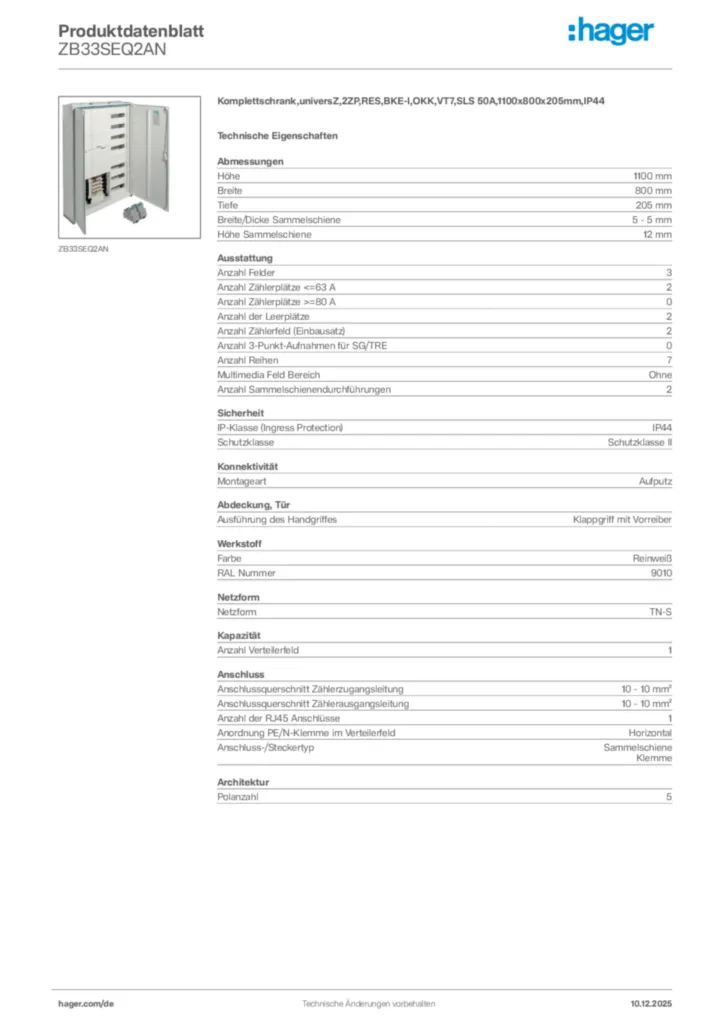 Bild Hager Produktdatenblatt ZB33SEQ2AN | Hager Deutschland