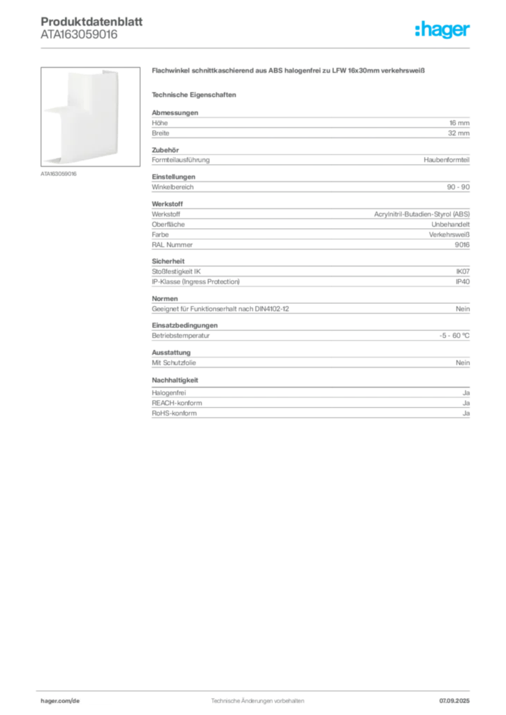 Bild Hager Produktdatenblatt ATA163059016 | Hager Deutschland