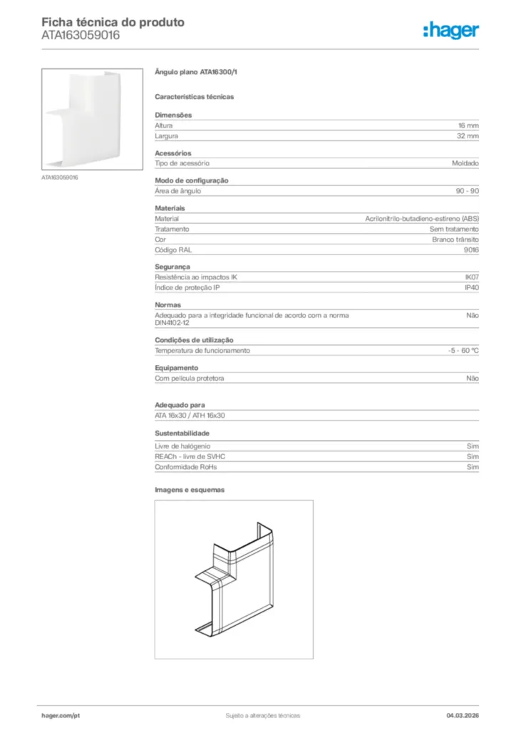 Imagem Hager Ficha técnica do produto ATA163059016 | Hager Portugal