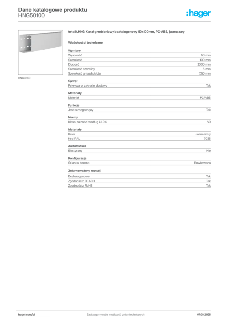Zdjęcie Hager Dane katalogowe produktu HNG50100 | Hager Polska