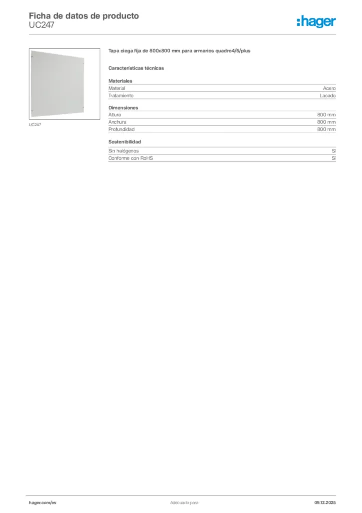 Imagen Hager Ficha de datos de producto UC247 | Hager España