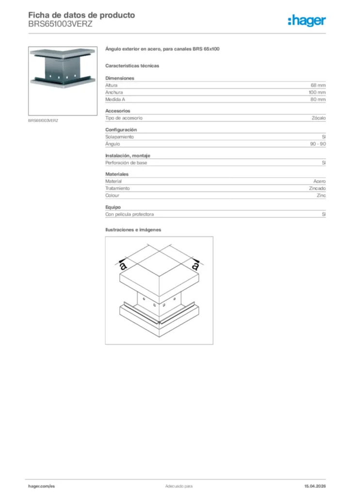 Imagen Hager Ficha de datos de producto BRS651003VERZ | Hager España