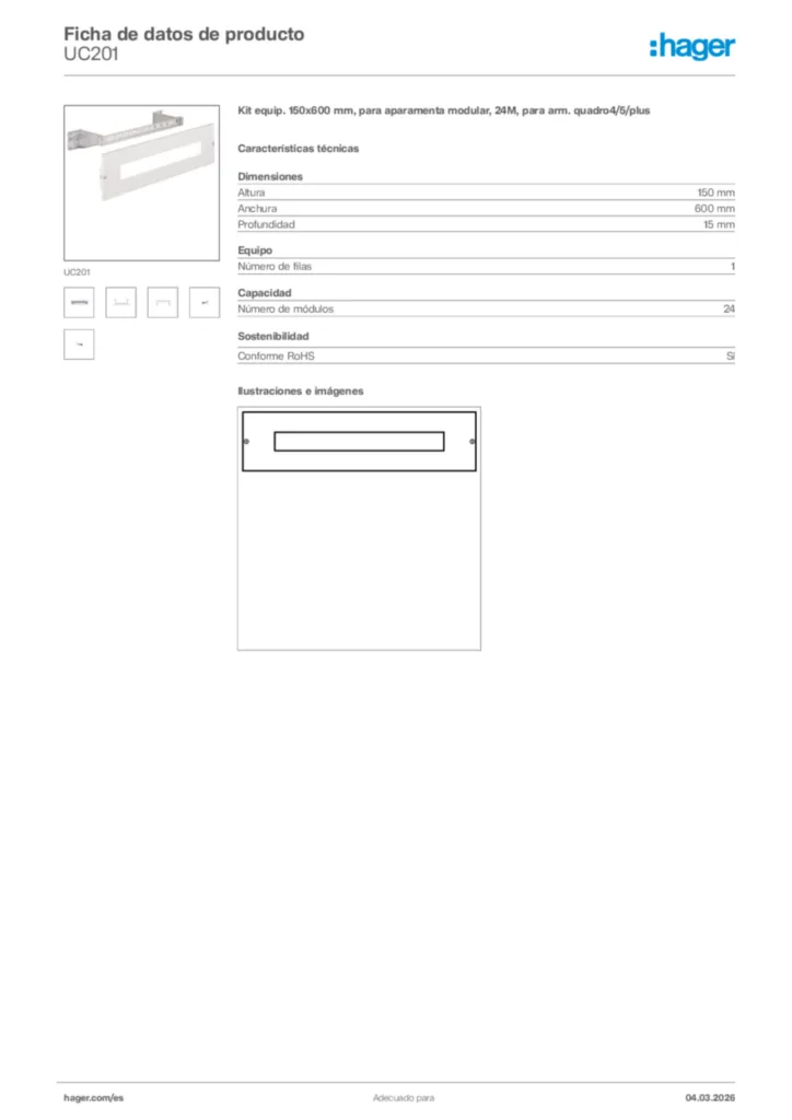 Imagen Hager Ficha de datos de producto UC201 | Hager España