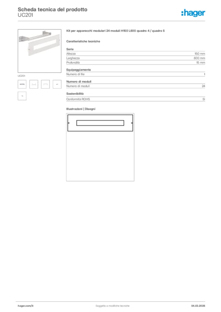 Immagine Hager Scheda tecnica del prodotto UC201 | Hager Italia