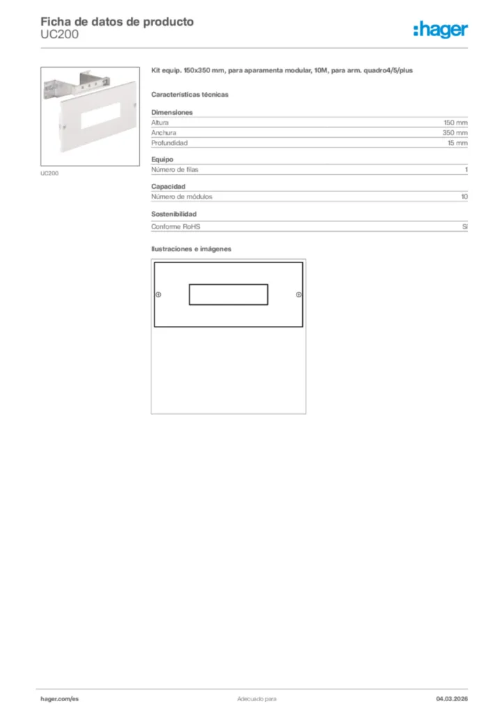 Imagen Hager Ficha de datos de producto UC200 | Hager España