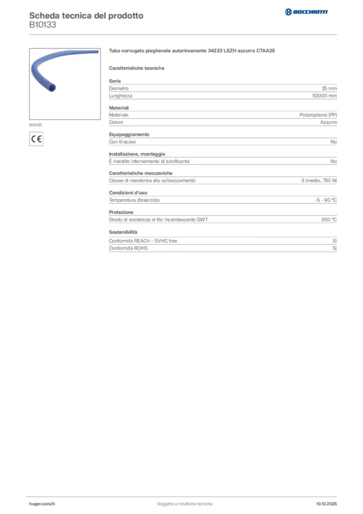 Immagine Bocchiotti Scheda tecnica del prodotto B10133 | Hager Italia