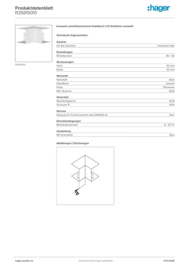 Bild Hager Produktdatenblatt R25819010 | Hager Schweiz