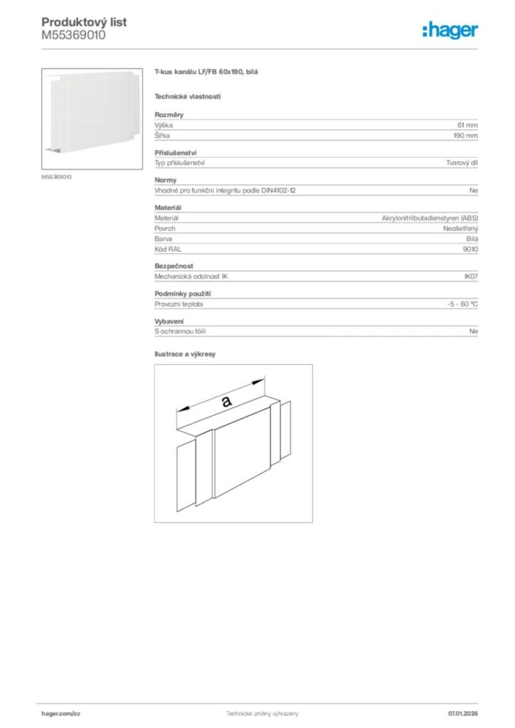 Obrázek Hager Product data sheet M55369010 | Hager