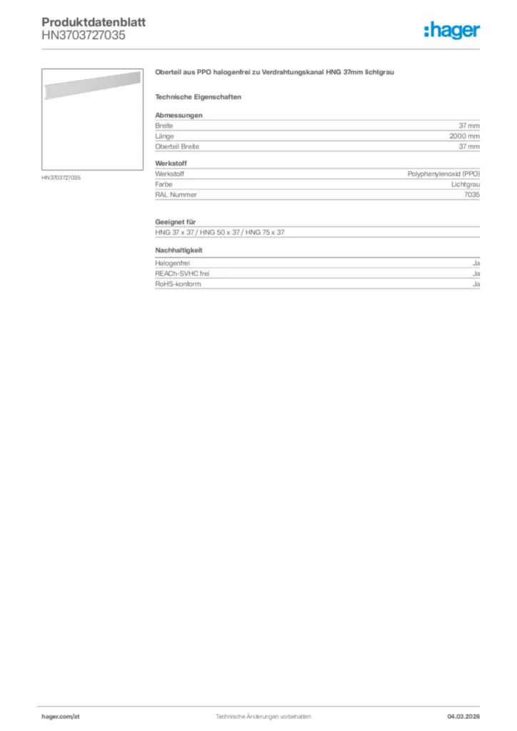 Bild Hager Produktdatenblatt HN3703727035 | Hager Deutschland