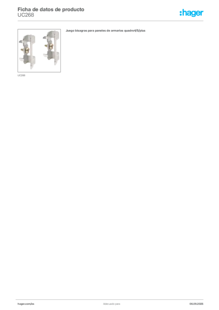 Imagen Hager Ficha de datos de producto UC268 | Hager España