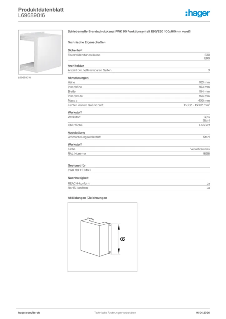 Bild Hager Produktdatenblatt L69689016 | Hager Schweiz
