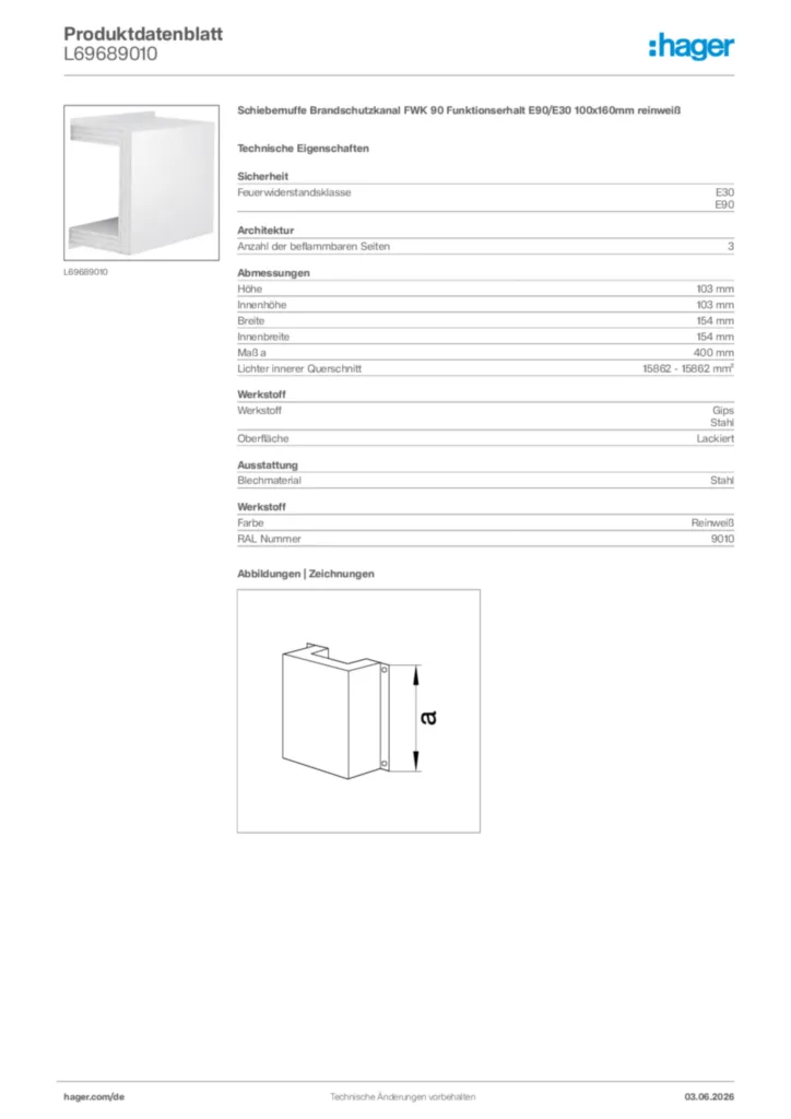 Bild Hager Produktdatenblatt L69689010 | Hager Deutschland