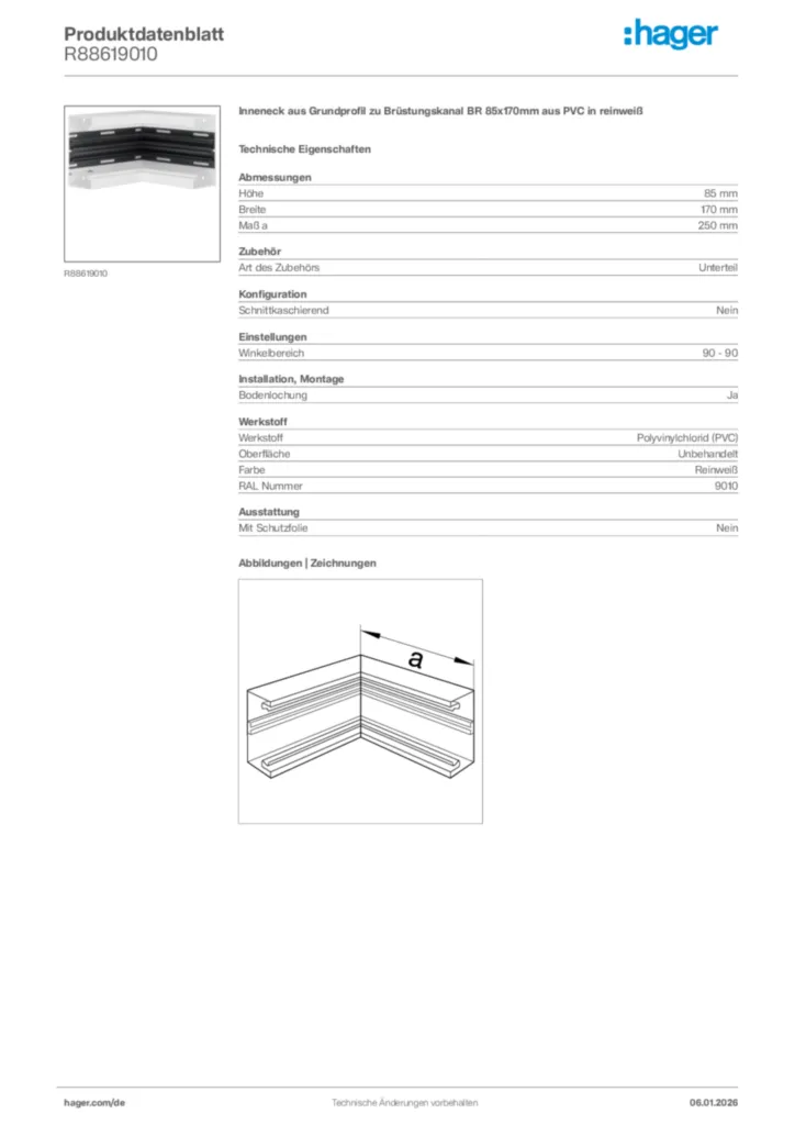 Bild Hager Produktdatenblatt R88619010 | Hager Deutschland