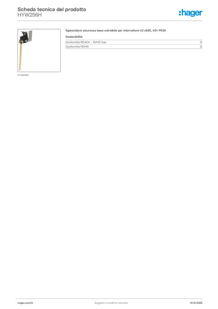Immagine Hager Scheda tecnica del prodotto HYW256H | Hager Italia