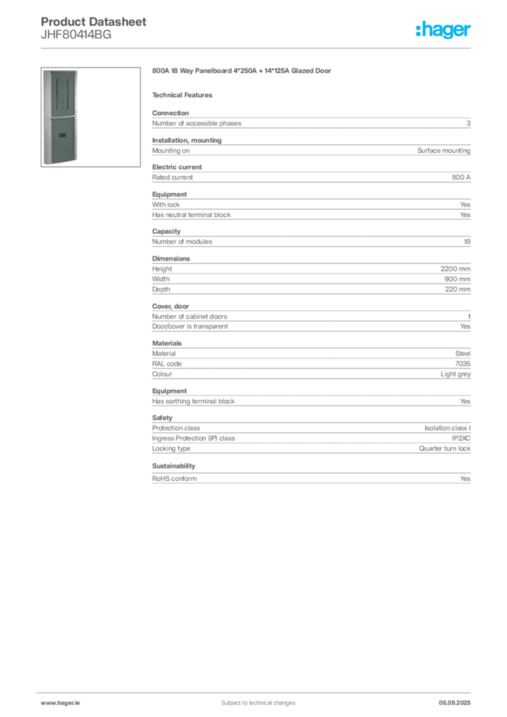 Image Hager Product data sheet JHF80414BG  | Hager