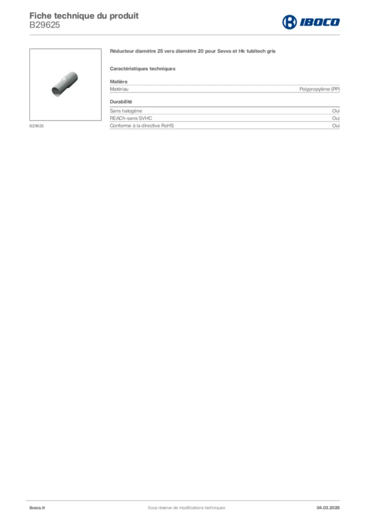 Image Iboco Fiche technique du produit B29625 | Hager France