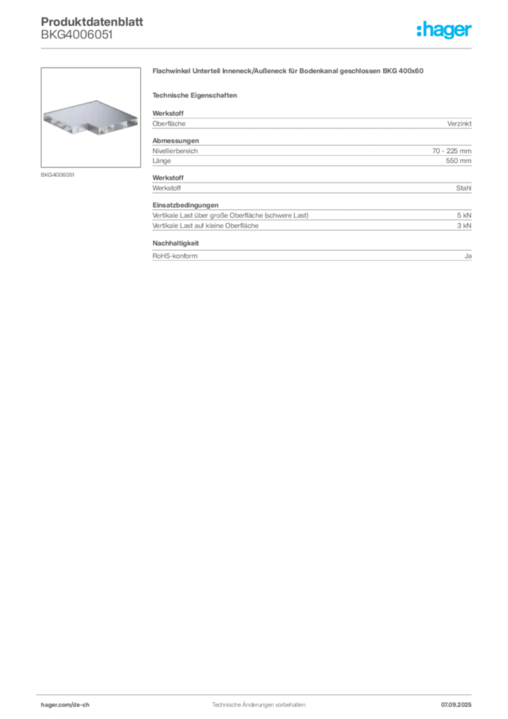 Bild Hager Produktdatenblatt BKG4006051 | Hager Schweiz