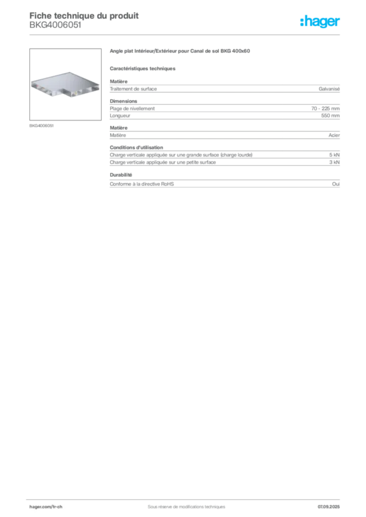 Image Hager Fiche technique du produit BKG4006051 | Hager Suisse