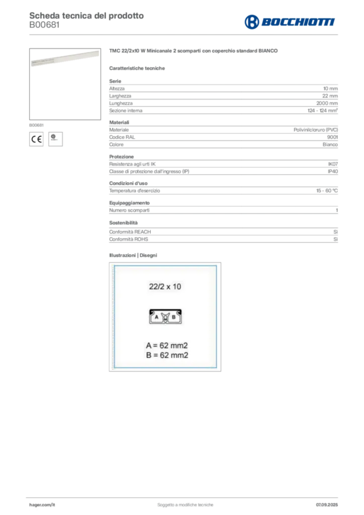 Immagine Bocchiotti Scheda tecnica del prodotto B00681 | Hager Italia