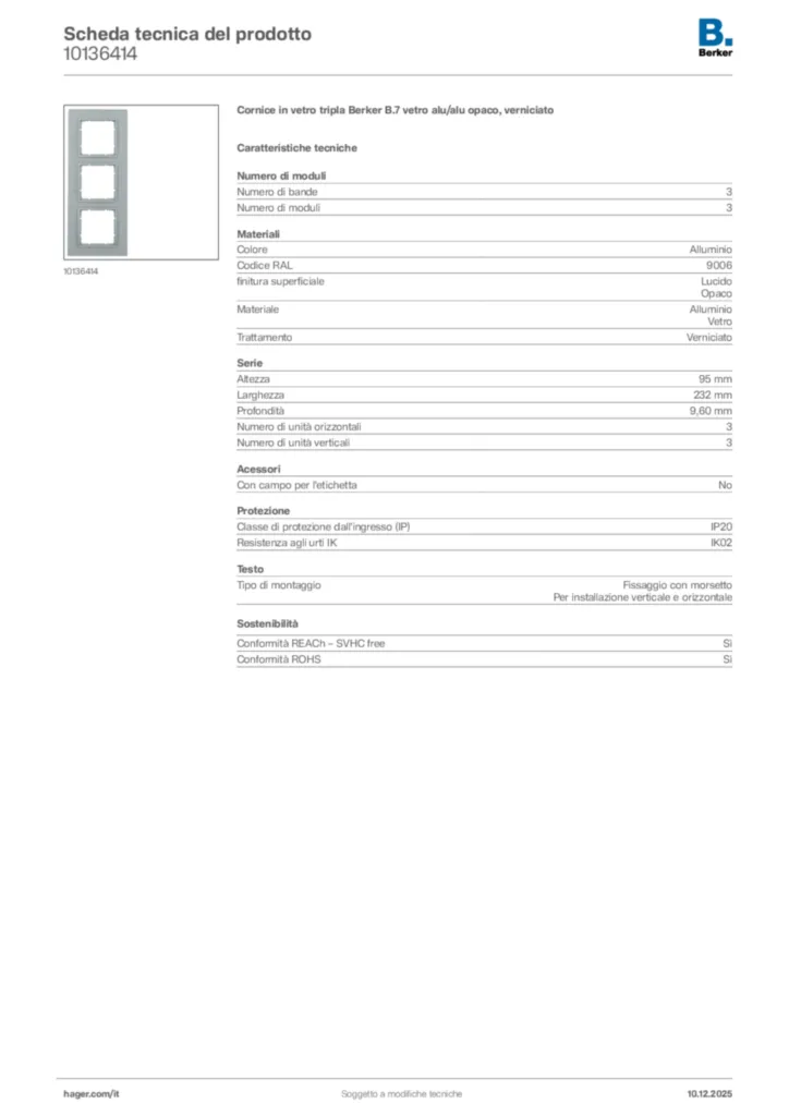 Immagine Berker Scheda tecnica del prodotto 10136414 | Hager Italia